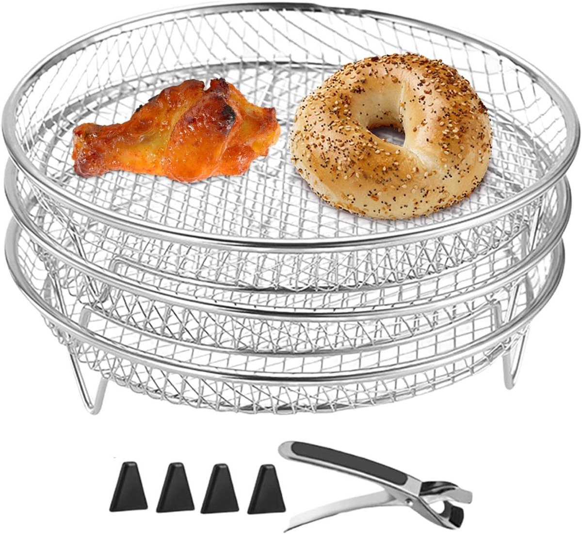 Stapelbaar Airfryer Rek RVS - Grillmand en Dehydrator voor Meer Kookruimte