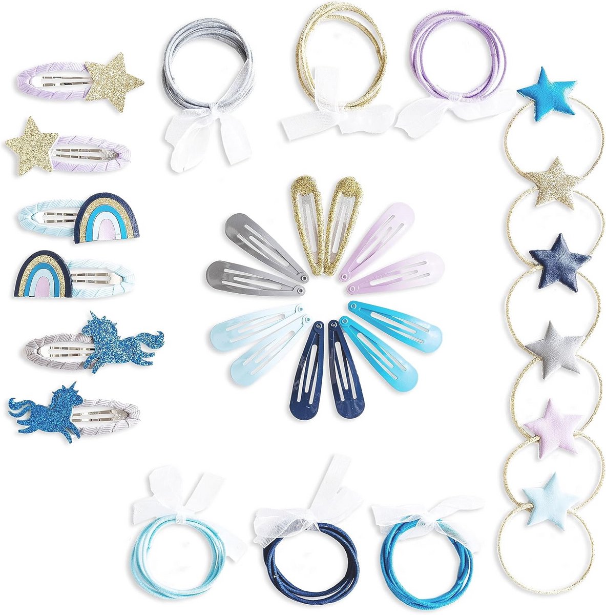 48-delige Set Haaraccessoires met Clips en Strikjes in Kleurrijke Variaties