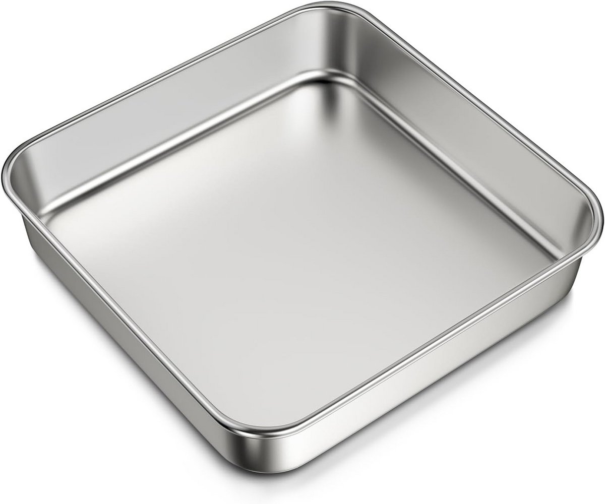 Vierkante Bakvorm 20x20 cm - RVS Brownie Pan & Taartvorm voor Oven - Professionele Kwaliteit