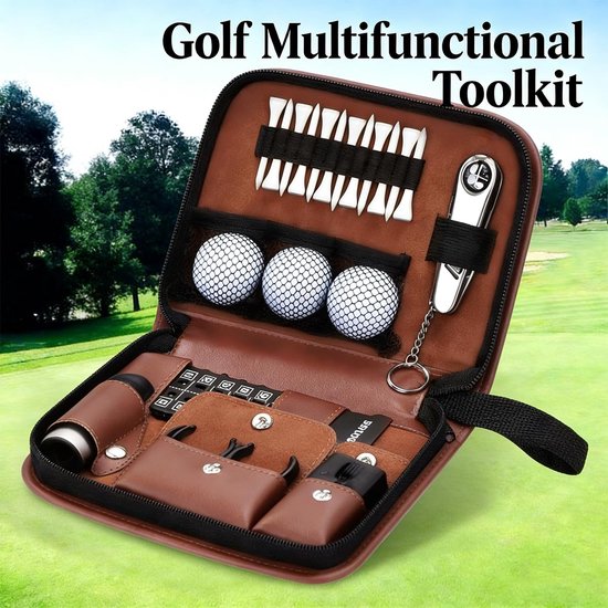 Alles-in-één golftas voor het opbergen van golfclubs - Golftas voor gereedschap - Accessoires niet inbegrepen - Bruin - 22,5*16*5 cm - Golfaccessoiretas - Golfopbergtas - Onmisbaar voor golf - Opbergdoos voor golfclubset van Merkloos — afbeelding 4