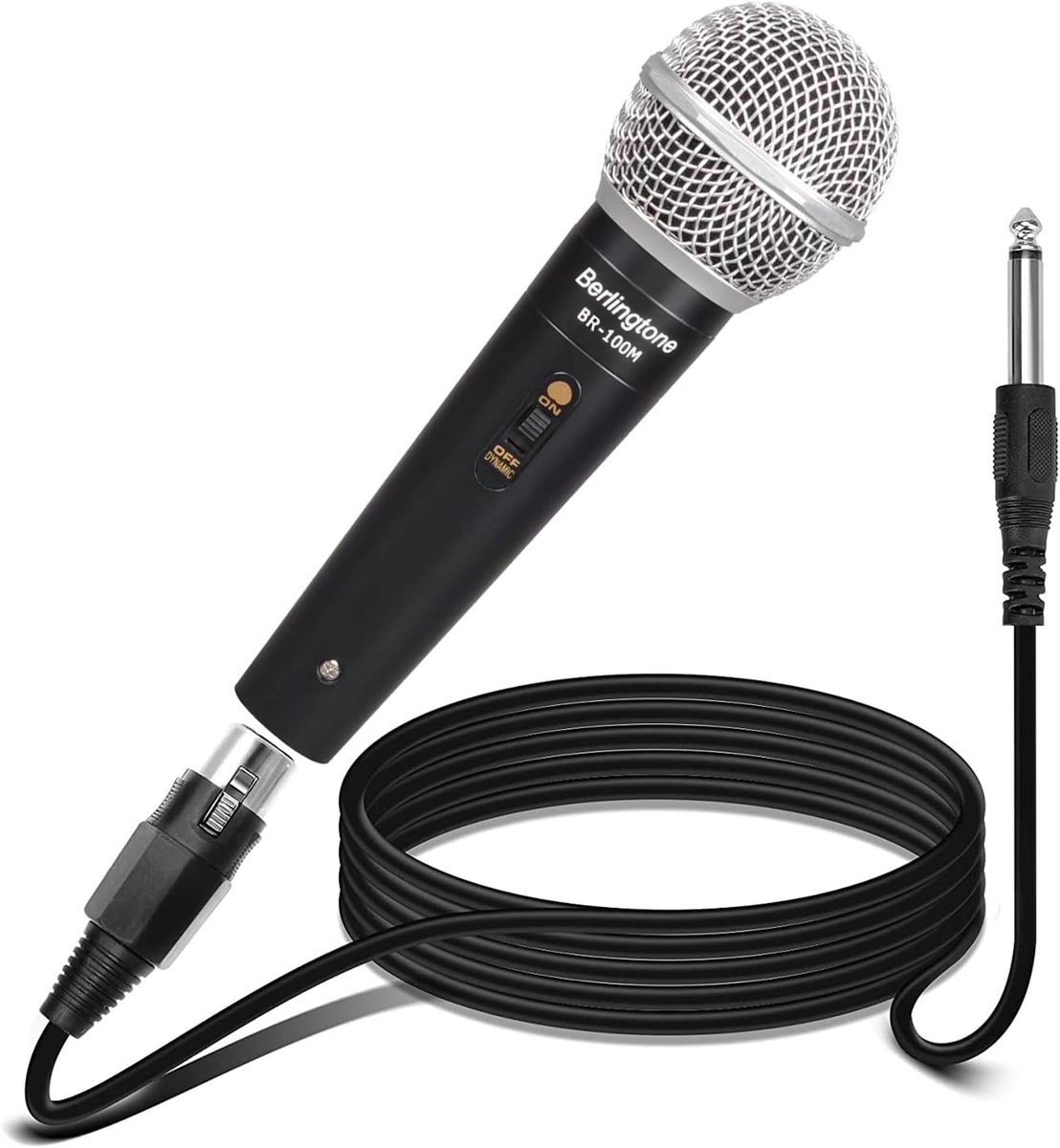 Dynamische Microfoon - Zangmicrofoon Podia - Zingen Opnemen - Met Popfilter - 25ft Kabel - Zilver Zwart