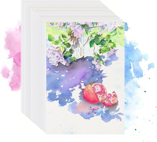 Foto: Aquarelpapier a6 blok 80 vellen 300g m wit tekenpapier voor acrylverf en schetsen