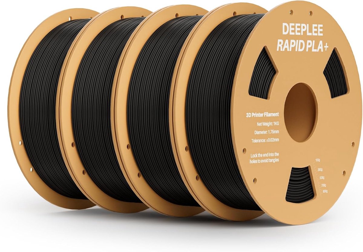 3D Print Filament - PLA Plus Materiaal - Hoge Snelheid Printen - Maatnauwkeurigheid 002 mm - 4 kg - Zwart