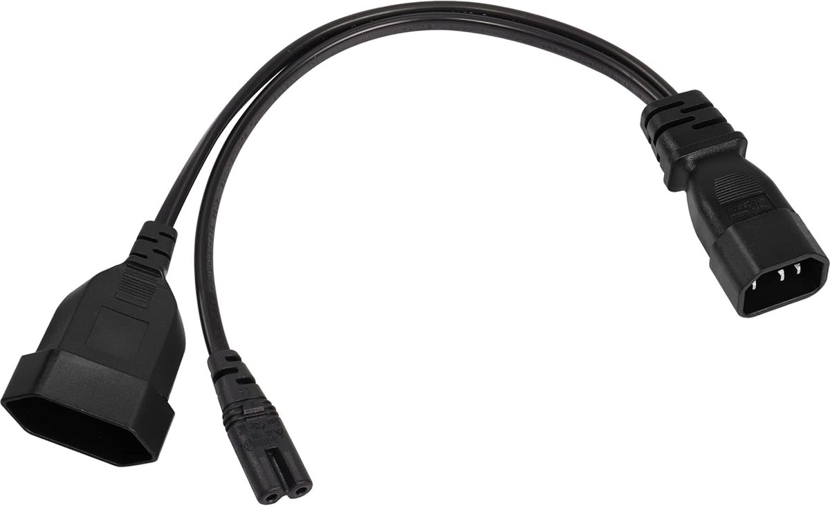 IEC C14 naar C7 + Euro Stroomkabel Adapter voor TV, PC en Monitor