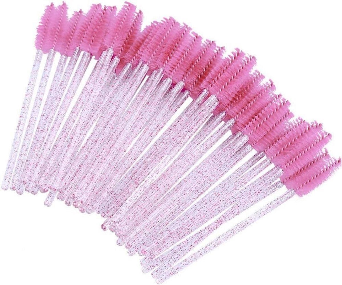 50x Mascara Applicator Wimperborstels Inclusief Hulzen & Sleutelhanger