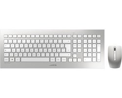 Draadloos Toetsenbord Muis - AZERTY Set - Stijlvol Werken - Plat Slank Design - 44x16.5x1.8cm - Wit Zilver