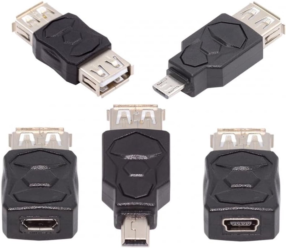 Set van 5 Micro USB OTG Adapters voor Data en Opladen