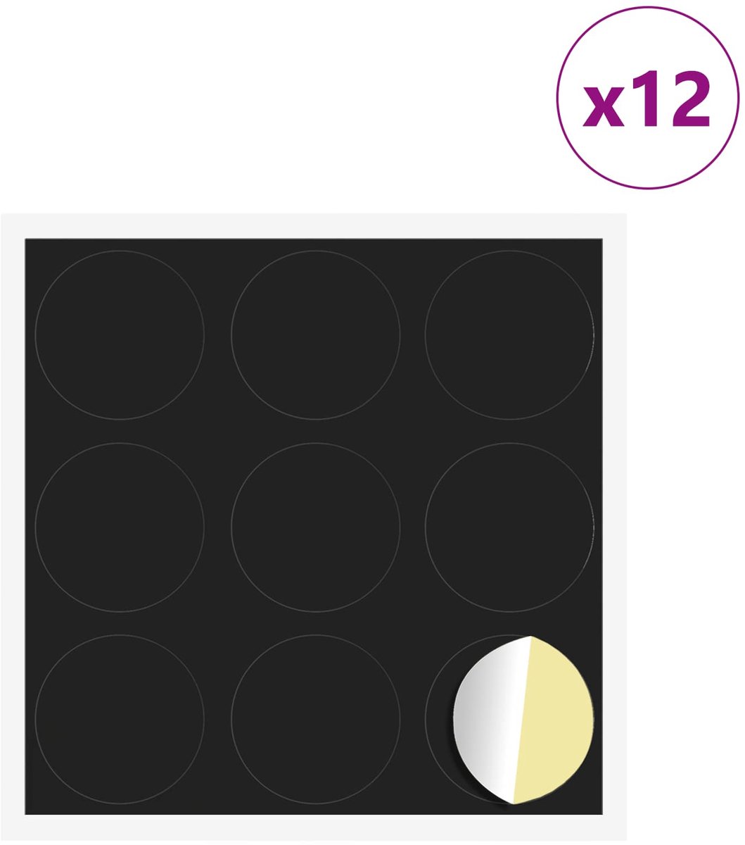 vidaXL - Zelfklevende - schroefcover - 12 - pcs - Zwart - Ø - 20 - x - 0,5 - mm