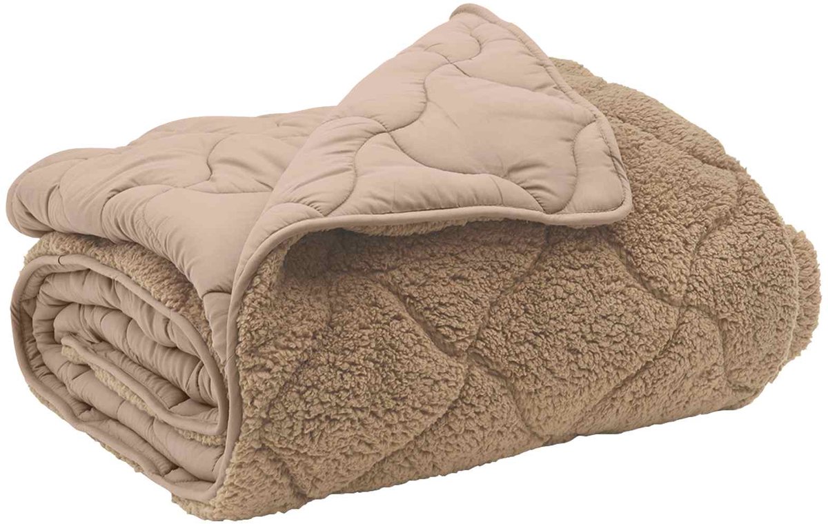 vidaXL - Volledig - Jaar - Dekbed - Gekwilt - Taupe - 135 - x - 200 - cm