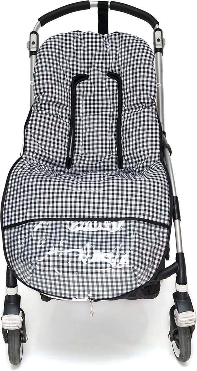 Universele Voetenzak voor Kinderwagen en Buggy - Katoen & Linnen - Zwart Vichy Dessin van Merkloos — afbeelding 3