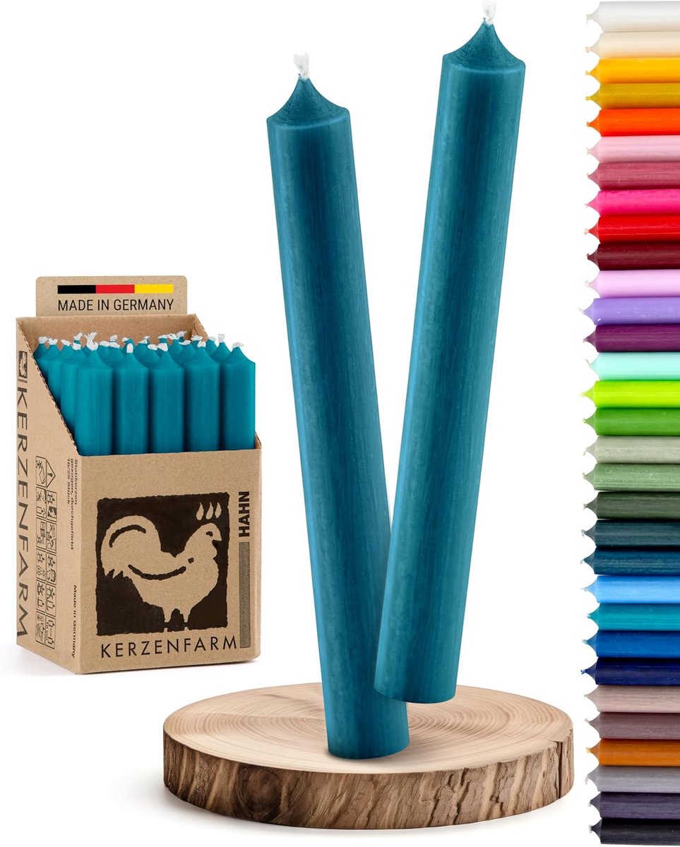 Set van 10 Standaard Kaarsen Petrol Blauw - Decoratieve Tafelkaarsen voor Feest en Woondecoratie