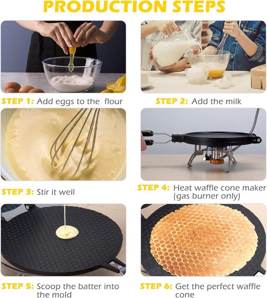 Wafel Hoorntjes Maker - IJshoorntjes Bakvorm voor Zelfgemaakte IJs & Loempia's — afbeelding 3