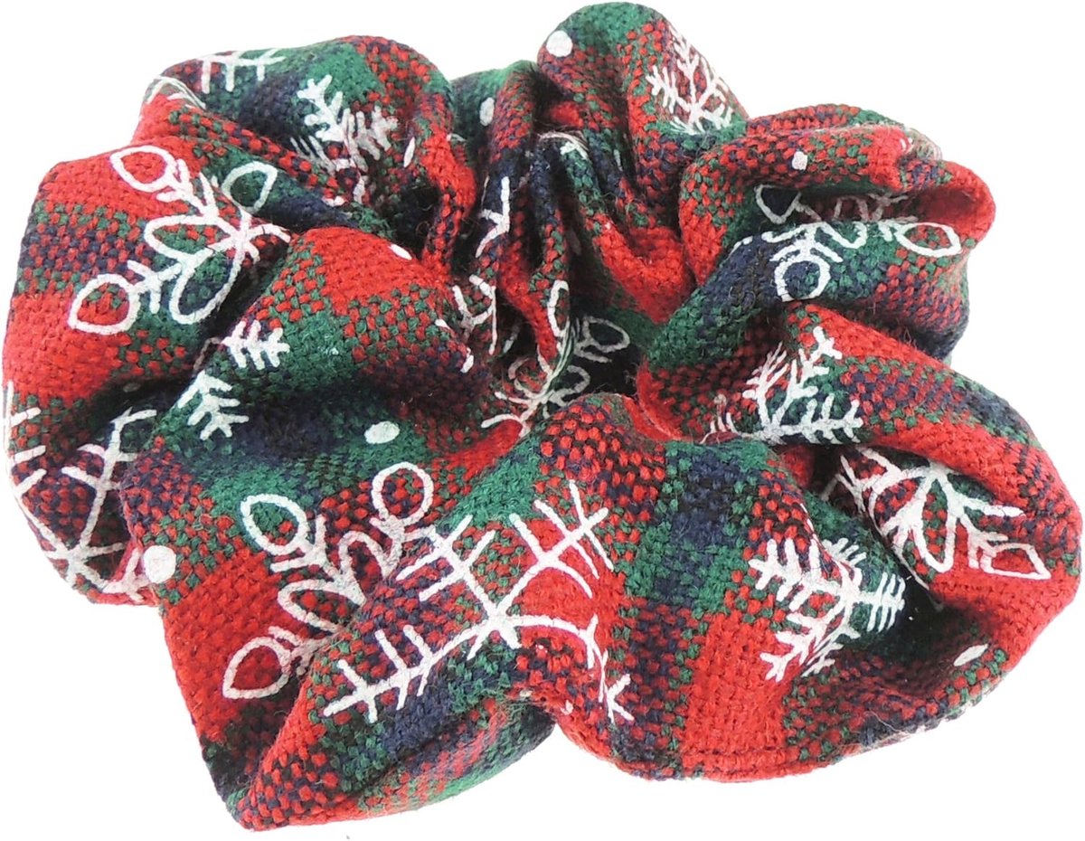 Feestelijke Tartan Scrunchie met Sneeuwvlok voor Dames en Meisjes