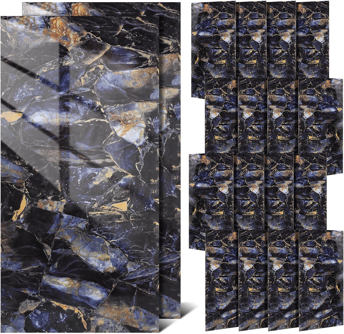 40 Stuks Zelfklevende Marmerwandpanelen – 30x60 cm Waterdichte Achterwandstickers – Keramische Look Tegels voor Badkamer & Keuken