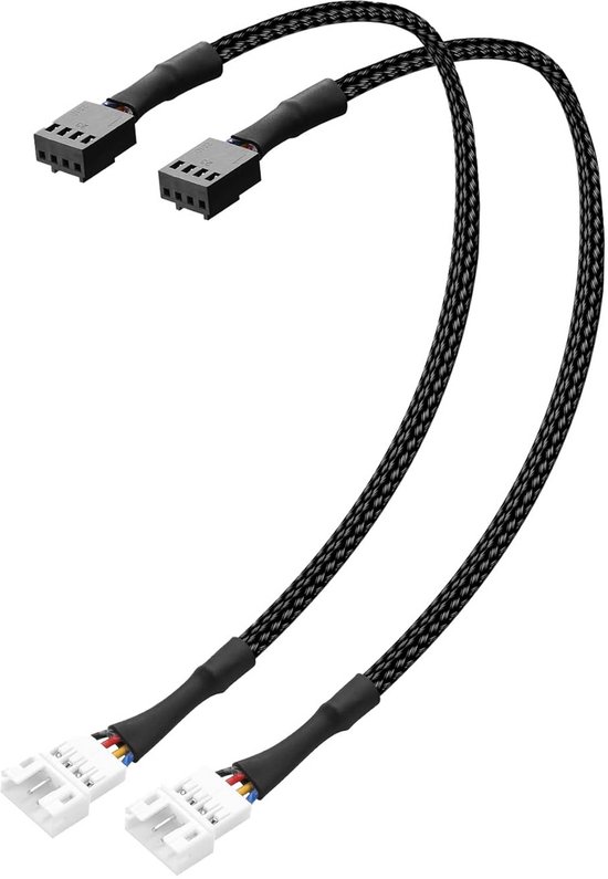 Ventilator Adapter Kabel - PC Fan Converter - Extra Poorten - PWM Snelheidsregeling - 30 cm - Zwart Wit
