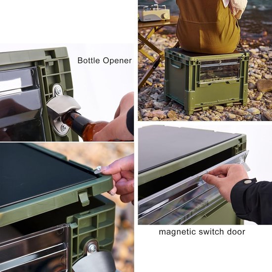 Camping Tafel - Opvouwbare Keuken - Buiten Koken - Met Opbergvakken - 60L Capaciteit - Groen — afbeelding 4