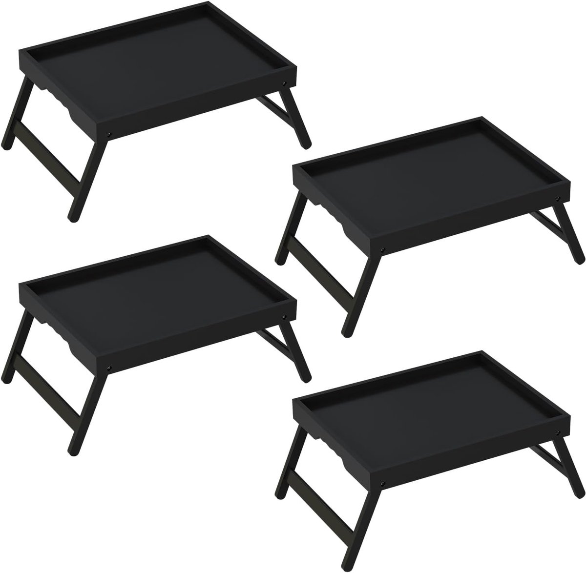 Bed Lade Tafel - Ontbijt Dienblad - Laptop Bureau - Inklapbare Poten - 30x40x4 cm - Zwart