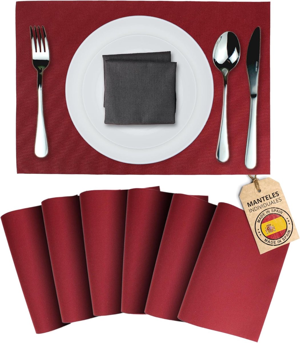 Set van 6 Wasbare Placemats – Antislip Tafelmatten voor Eettafel en Keuken – 45x30 cm