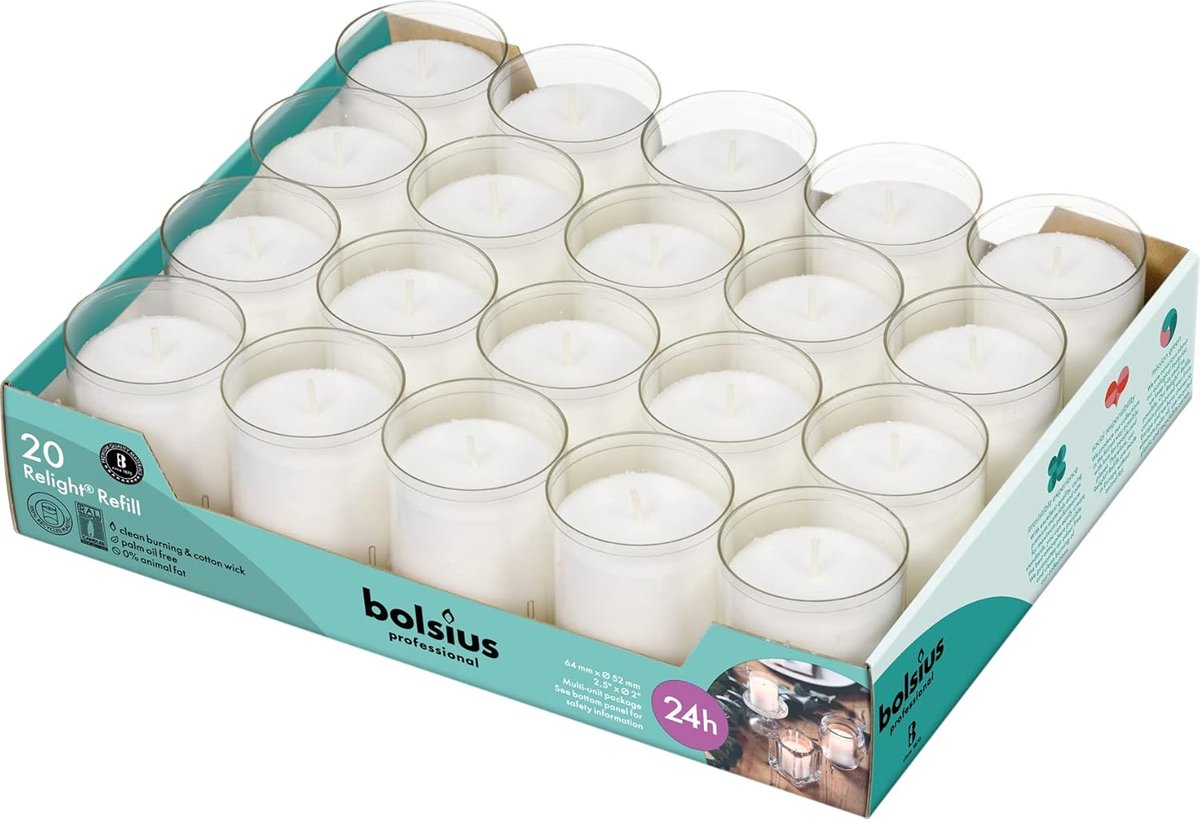 Navulcups Theelichtjes - 20 Stuks Transparant