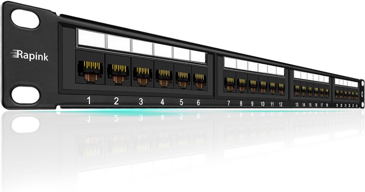 24-Poorts Cat6 Patchpaneel 10G Ondersteuning UTP 19-inch Netwerk