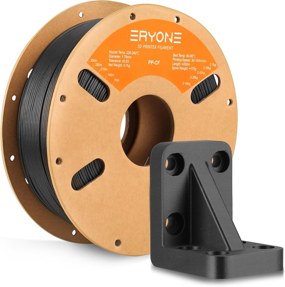 3D Printer Filament - Koolstofvezel PP - Prototypes Maken - Precisie Diameter - 700 Gram - Zwart
