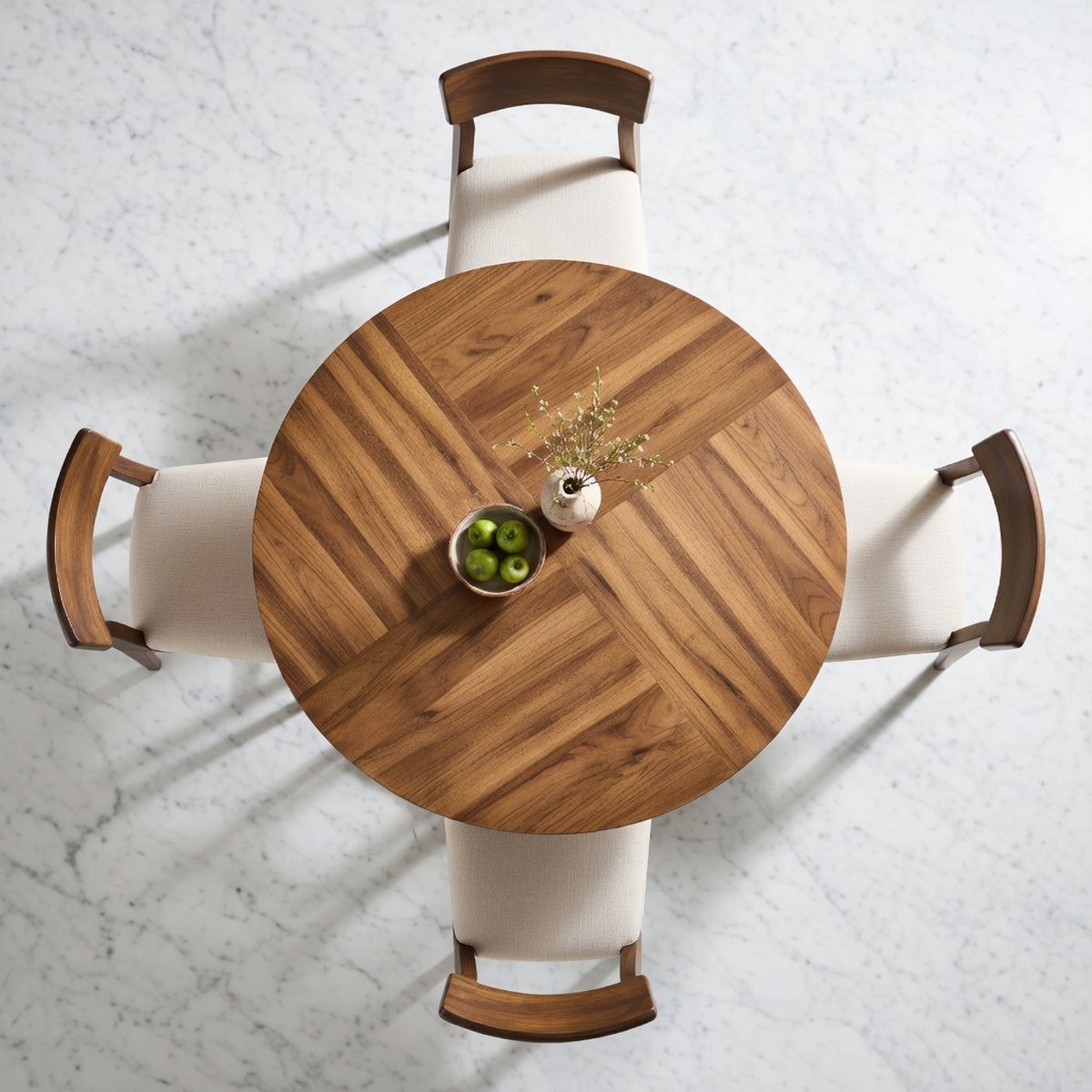 Rondo Noir Luxe Ronde eettafel 120 cm voor 4-6 personen - Walnoot Bruin met zwart metalen Casa Serena – 120 cm – Casa Dorada