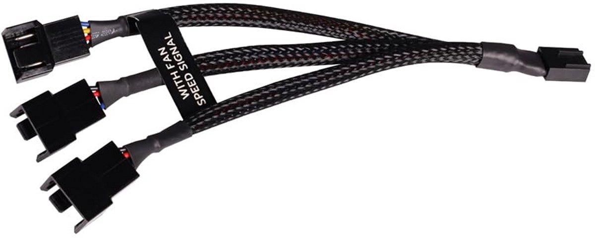Ventilator Splitter Kabel - Y-Kabel PWM - PC Koeling - Verdeelt Signaal - 15cm Lengte - Zwart