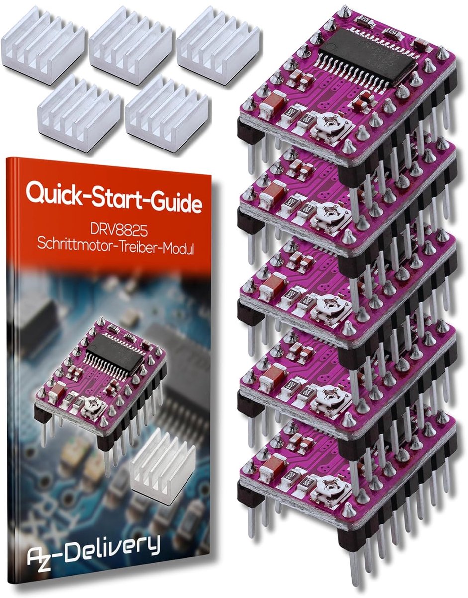5 stuks Stappenmotor Driver Module met Koellichaam, Compatibel met Arduino en 3D Printers