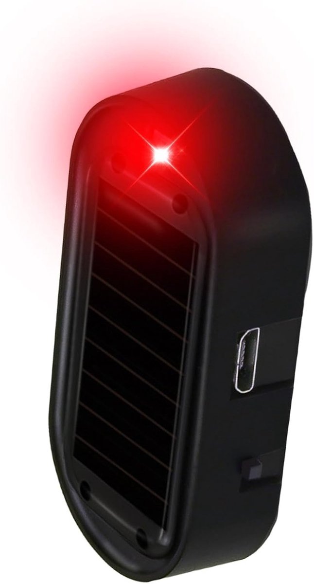 Alarmlamp Auto - Dummy Veiligheid - Voertuig Beveiliging - Zonne-energie Opladen - 5x2x1.3cm - LED Knipperend
