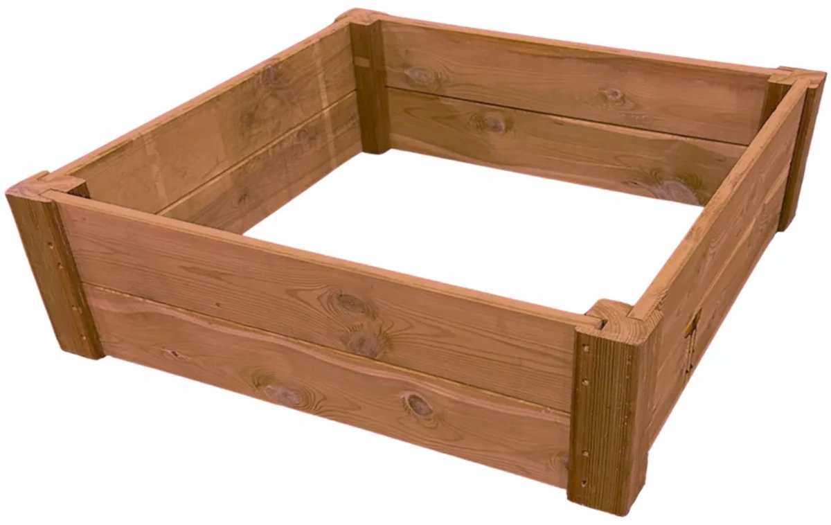 Moestuin bed 120x120cm met hoekpalen bruin geïmpregneerd
