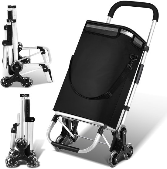 Chariot de courses - Caddie - Caddie - Pliable - Léger - Adapté aux sols grimpants - Chariot en aluminium - 6 roues - 40 Litres - Jusqu'à 40kg