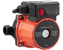 Warmwaterrecirculatiepomp, 38 l/min, instant circulatiesysteem met 3 snelheidsinstellingen, 100 W, AC 220-240 V, G3/4 naar G1/2 adapter, duurzame gietijzeren kop, geschikt voor boilersystemen