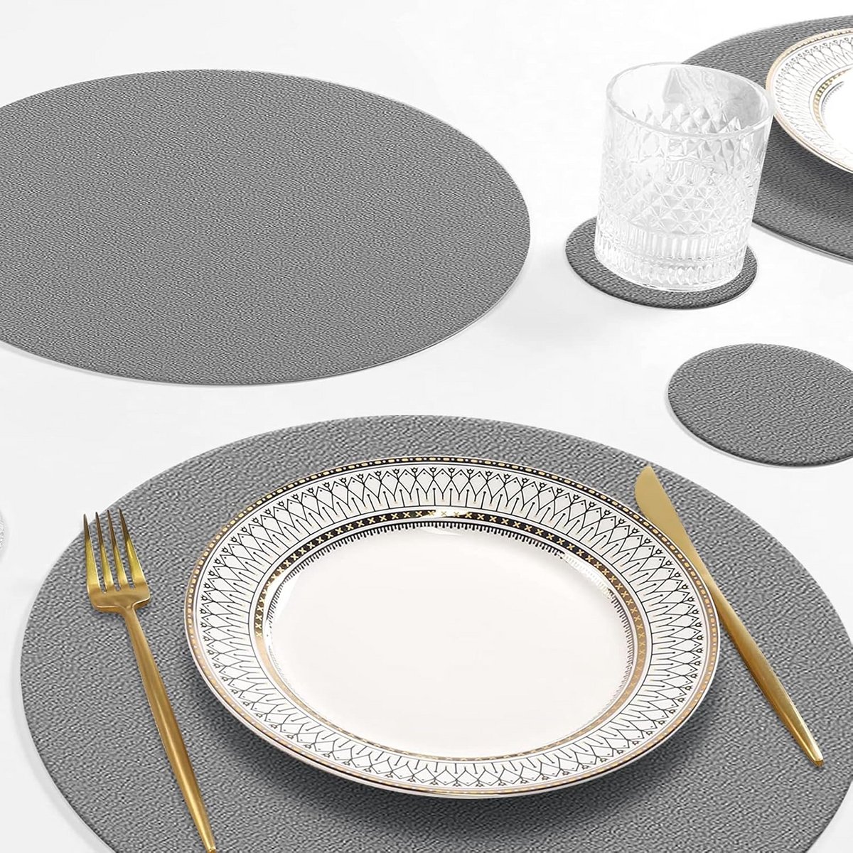 Set van 4 Ronde Siliconen Placemats (34cm) en Onderzetters - Hittebestendig & Antislip