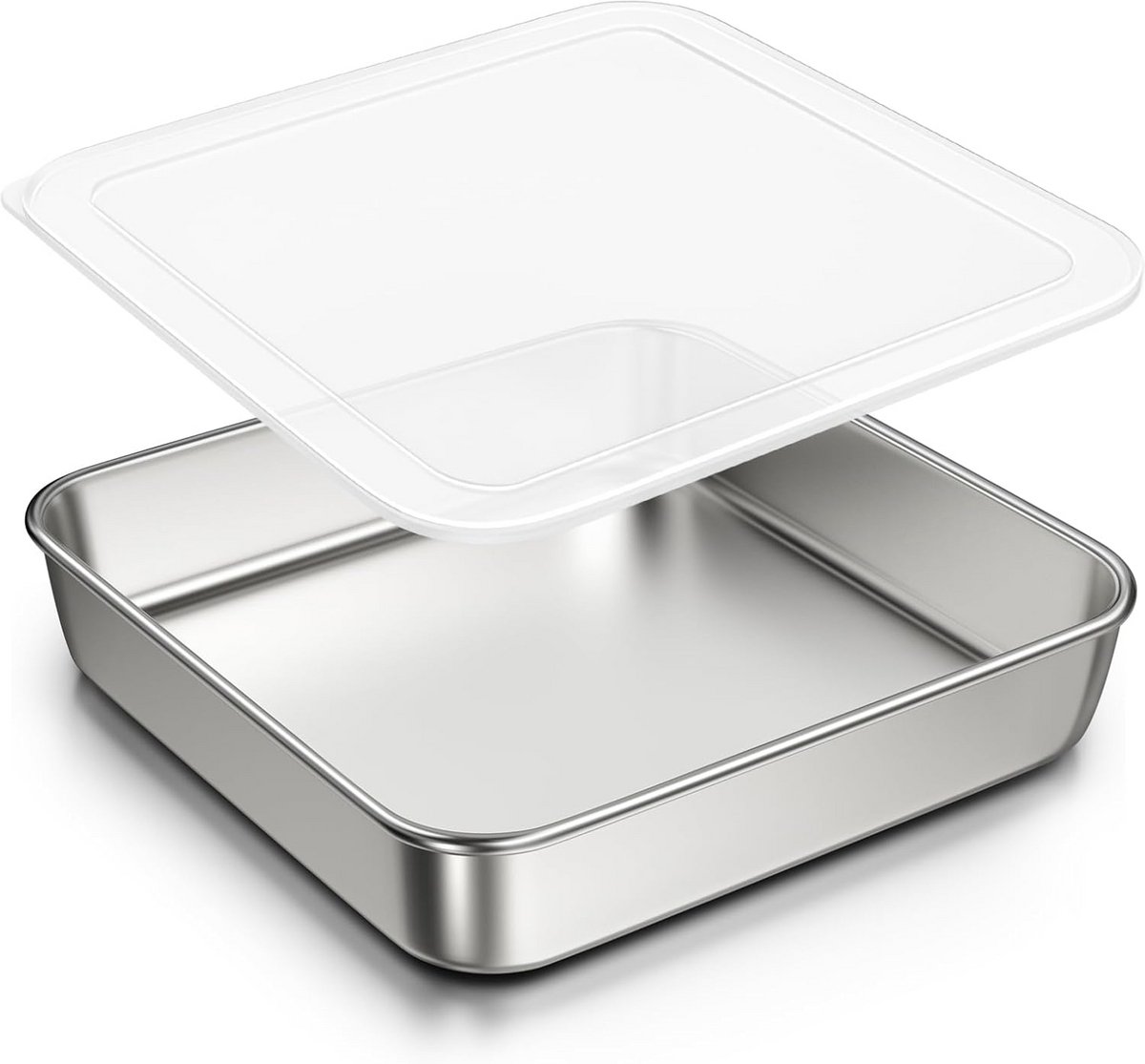 Professionele RVS Bakvorm 20x20 cm met Deksel voor Taart, Brownies en Stoofschotels