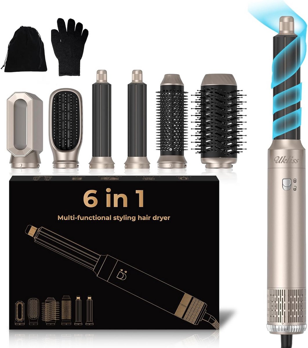 6-in-1 Luchtstyler Set voor Krullen, Volume en F n m dr ge