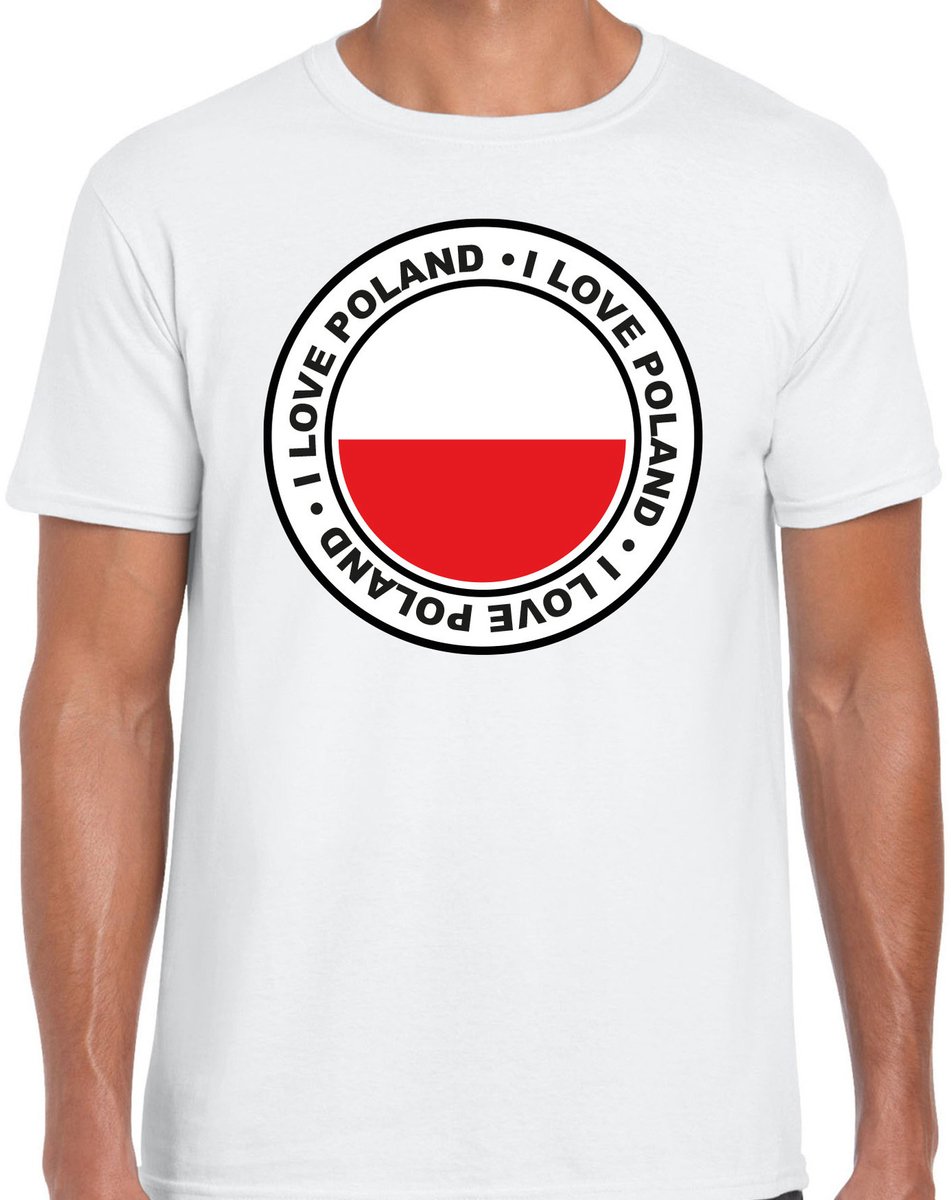 Bellatio Decorations Verkleed T-shirt voor heren - I love Polen - wit - voetbal supporter - themafeest L