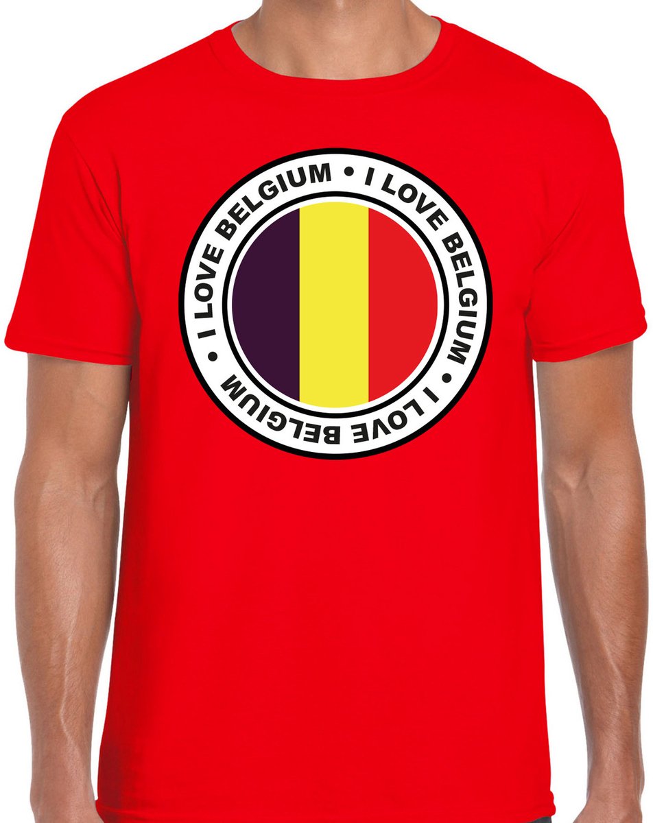 Bellatio Decorations Verkleed T-shirt voor heren - I Love Belgie - rood - voetbal supporter - themafeest M