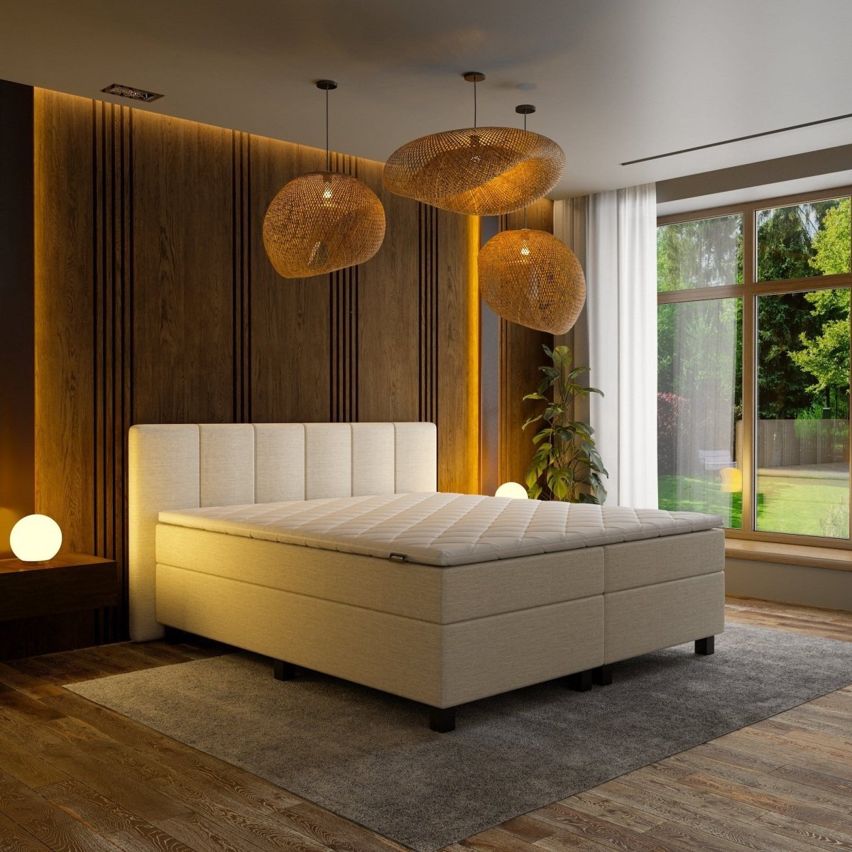 Mörgenn Boxspring Madrid - Pocketvering - Lichtgrijs - 120x210 cm - Inclusief Dekbed en Kussens