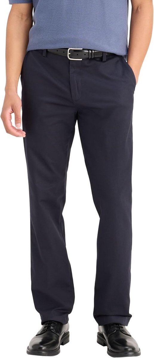 Heren Kaki Broek Straight Fit Katoen Stretch - Zonder Plooi