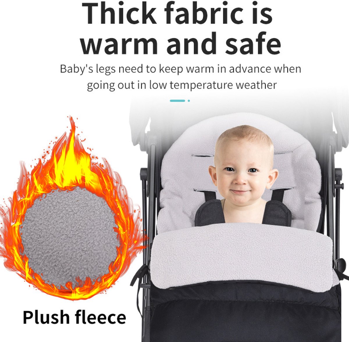 Universele Voetenzak voor Kinderwagen in de Winter - Zachte en Waterafstotende Babyvoetenzak - Warme voethoezen - winddicht - Blauw – foto 7