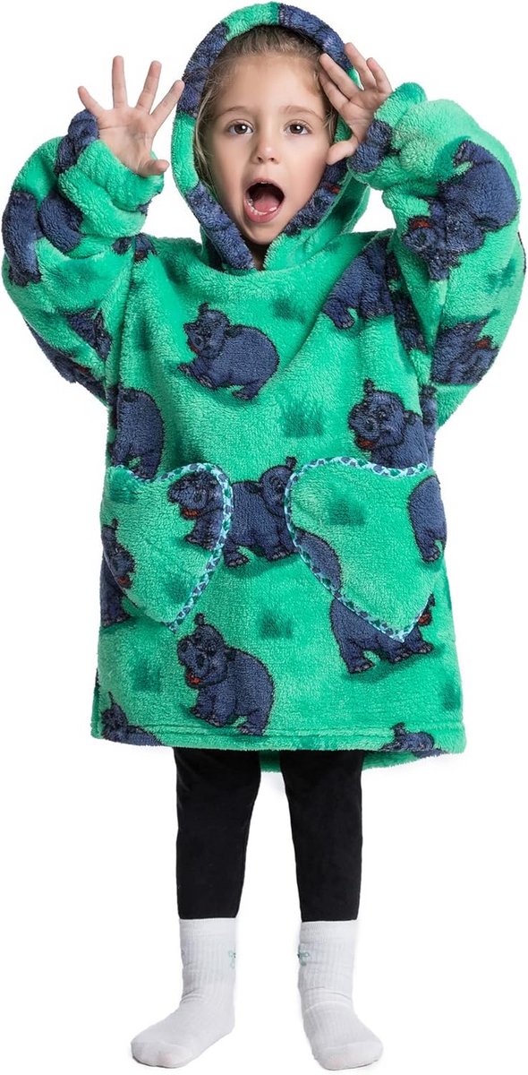 Oversized Kinder Hoodie Deken met Mouwen en Capuchon - Superzacht en Comfortabel