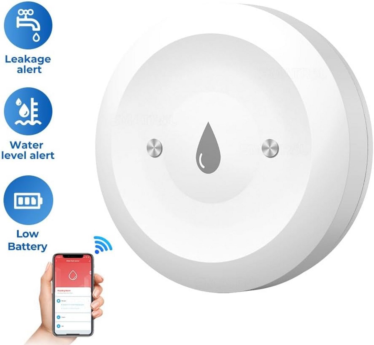 Slimme Wifi Waterlekdetector met App Bediening voor Keuken, Kelder en Badkamer
