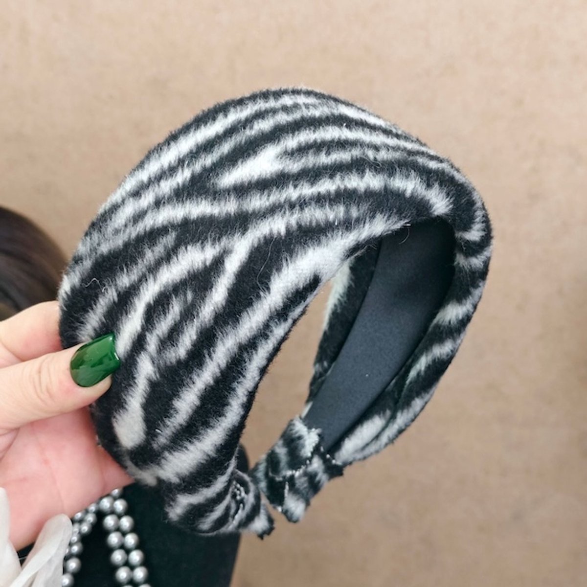 Luxe Zebra Print Haarband Statement Design-Zwart wit