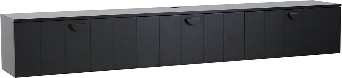 Zwevend TV Meubel 200 cm Modern Zwart Opslagkast