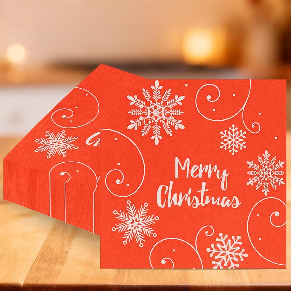2-laags Papieren Kerstservetten 33 cm Rood Vrolijk Kerstfeest (Set van 20)