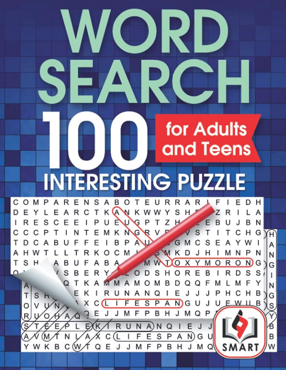 100 Woordzoekers Puzzelboek voor Volwassenen en Tieners met 2000 Woorden