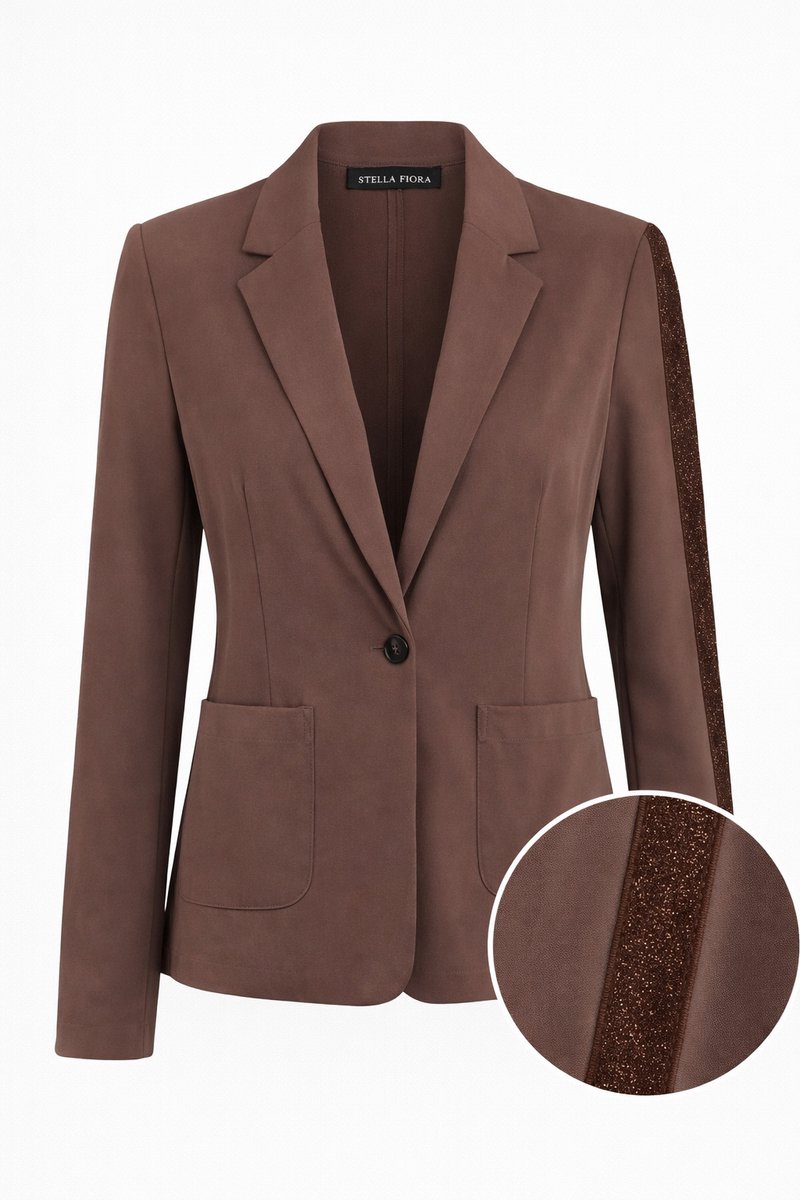 Stella Fiora Blazer Dames - Bruin - Travelstof - Maat L
