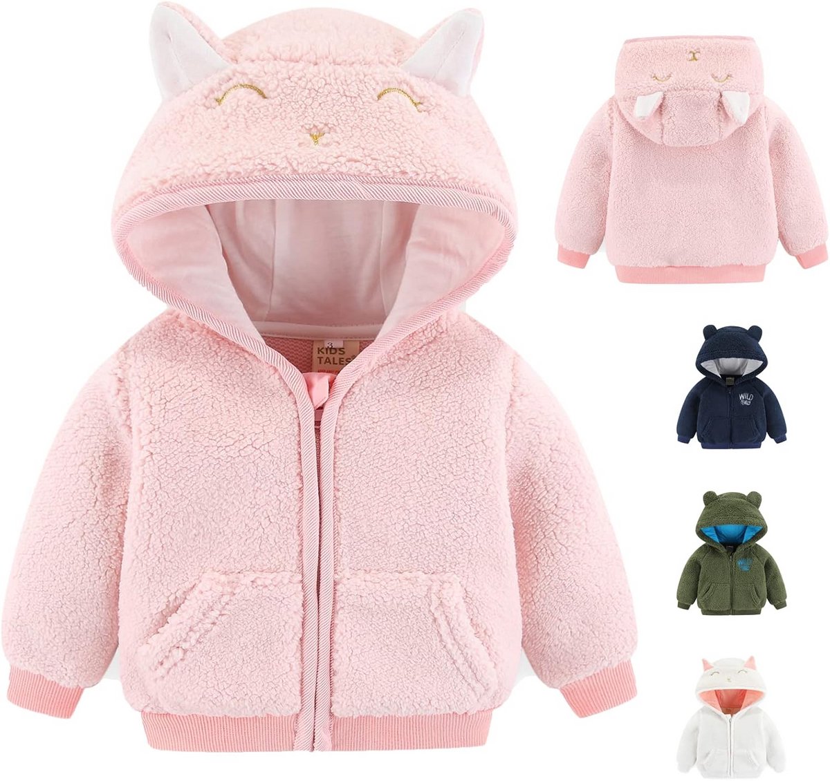 Warme Fleece Hoodie met Berenoren voor Pasgeboren Baby's en Peuters