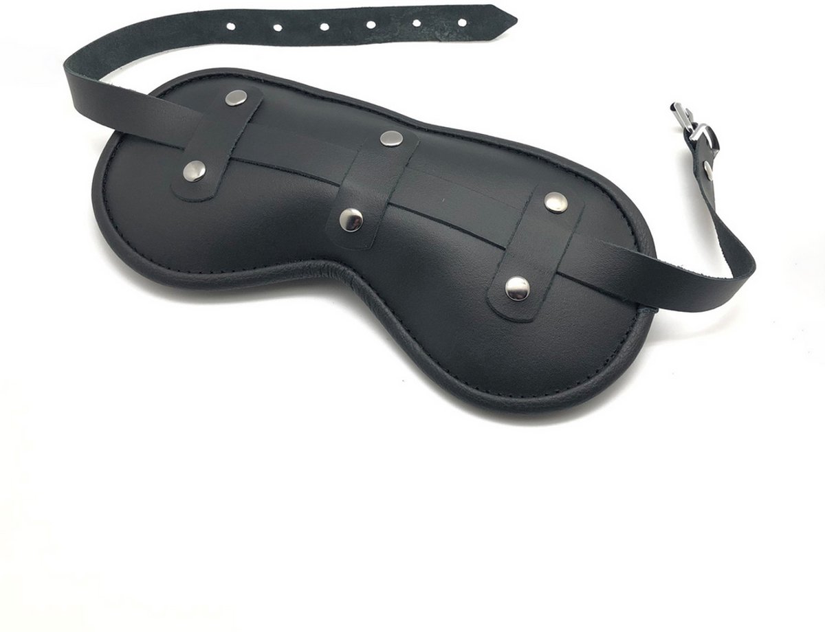 blind up - gevoerde leren oogmasker - zwart