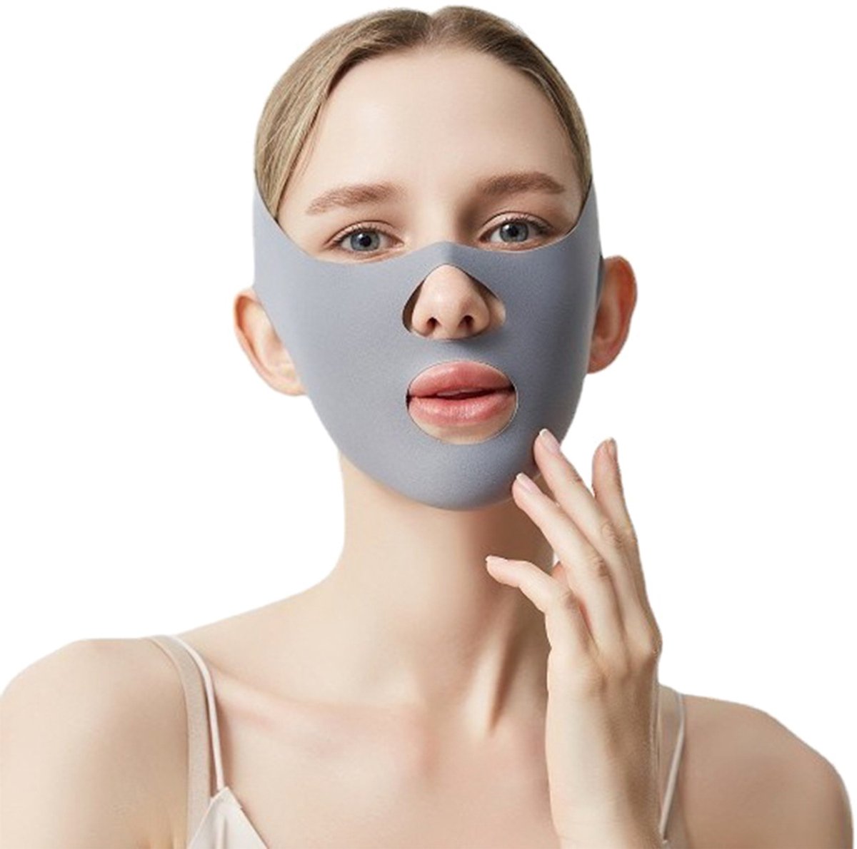 Ademende en naadloze band - Verstevigend en liftend hulpmiddel - Gezichtsmasker - Kinverstevigend gezichtsmasker - V-vormig gezichtsverband - Anti-snurkverband